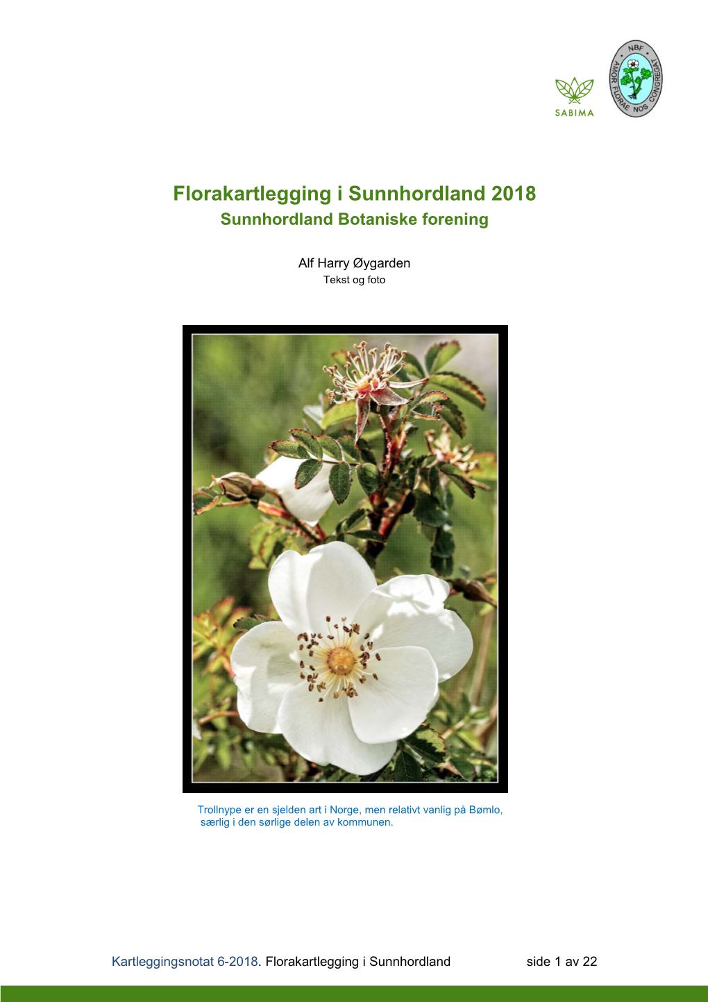Florakartlegging I Sunnhordland 2018 Sunnhordland Botaniske Forening
