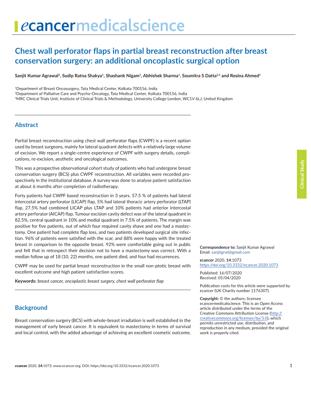 Chest Wall Perforator Flaps in Partial Breast Reconstruction After Breast Conservation Surgery: an Additional Oncoplastic Surgical Option