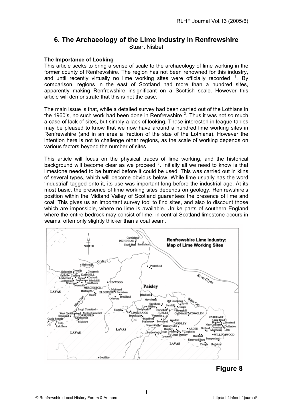 6. the Archaeology of the Lime Industry in Renfrewshire Stuart Nisbet