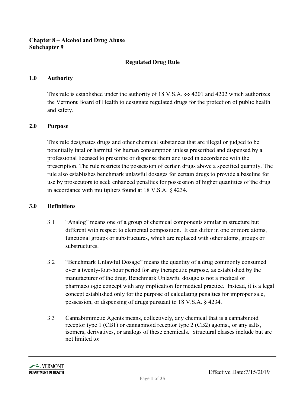 Effective Date:7/15/2019 Chapter 8