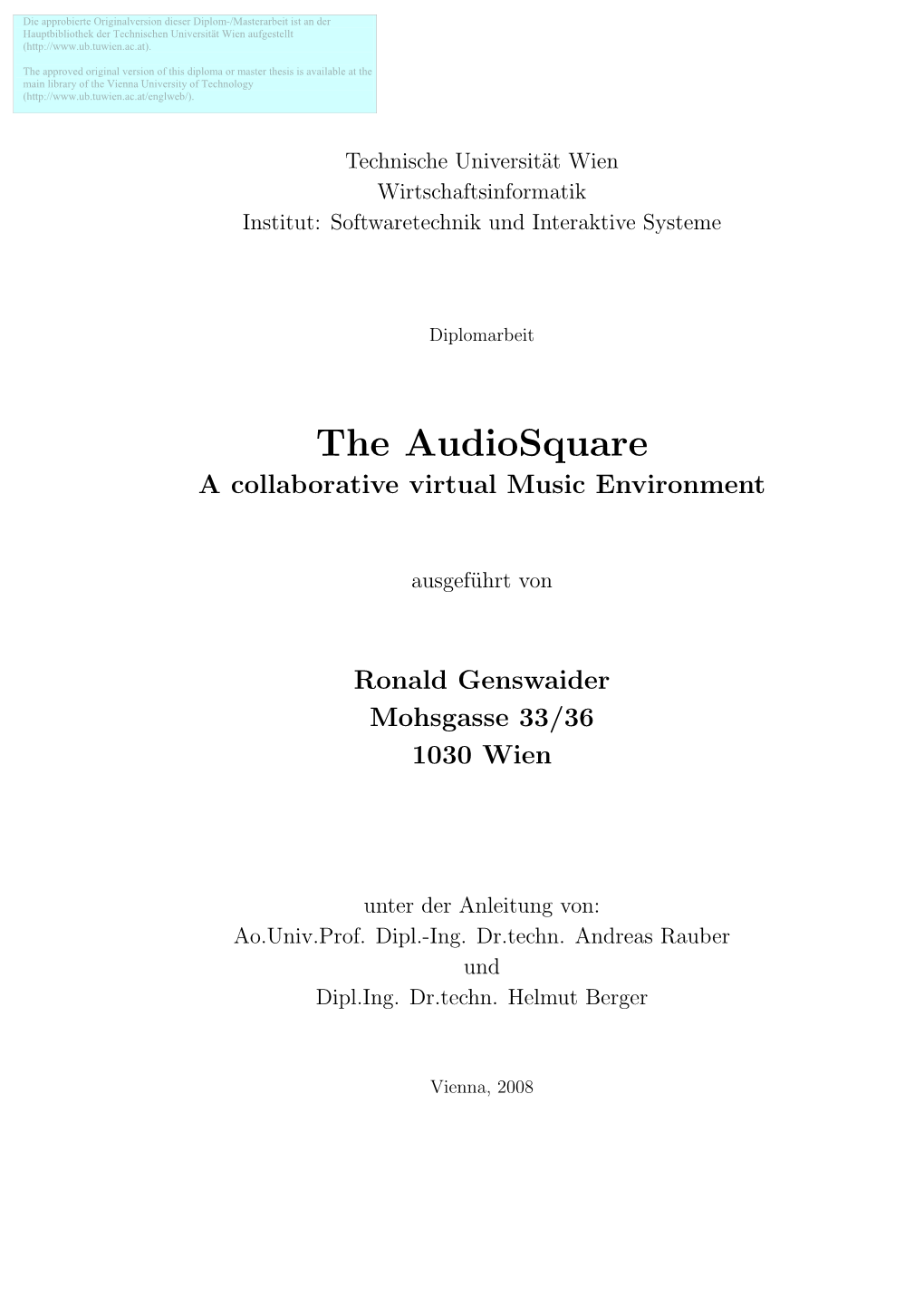 The Audiosquare a Collaborative Virtual Music Environment