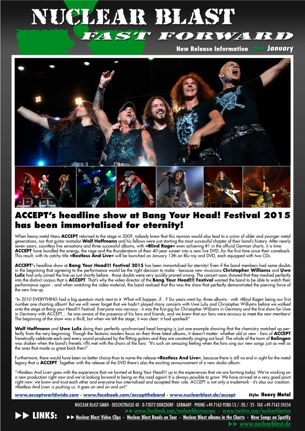 ACCEPT's Headline Show at Bang Your Head! Festival 2015 Has Been Immortalised for Eternity!