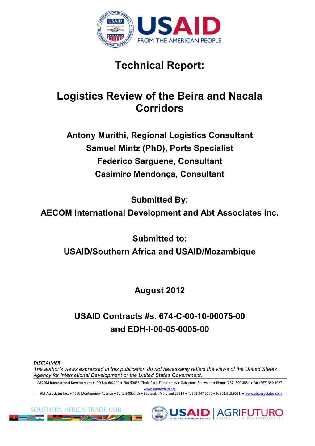 Logistics Review of the Beira and Nacala Corridors