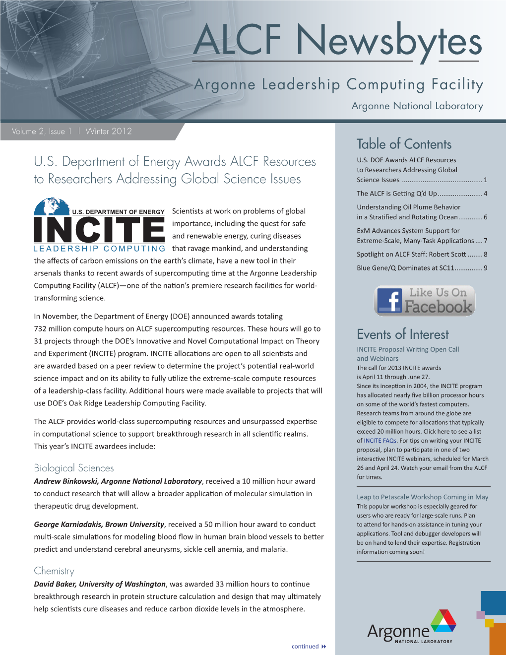 ALCF Newsbytes Argonne Leadership Computing Facility Argonne National Laboratory