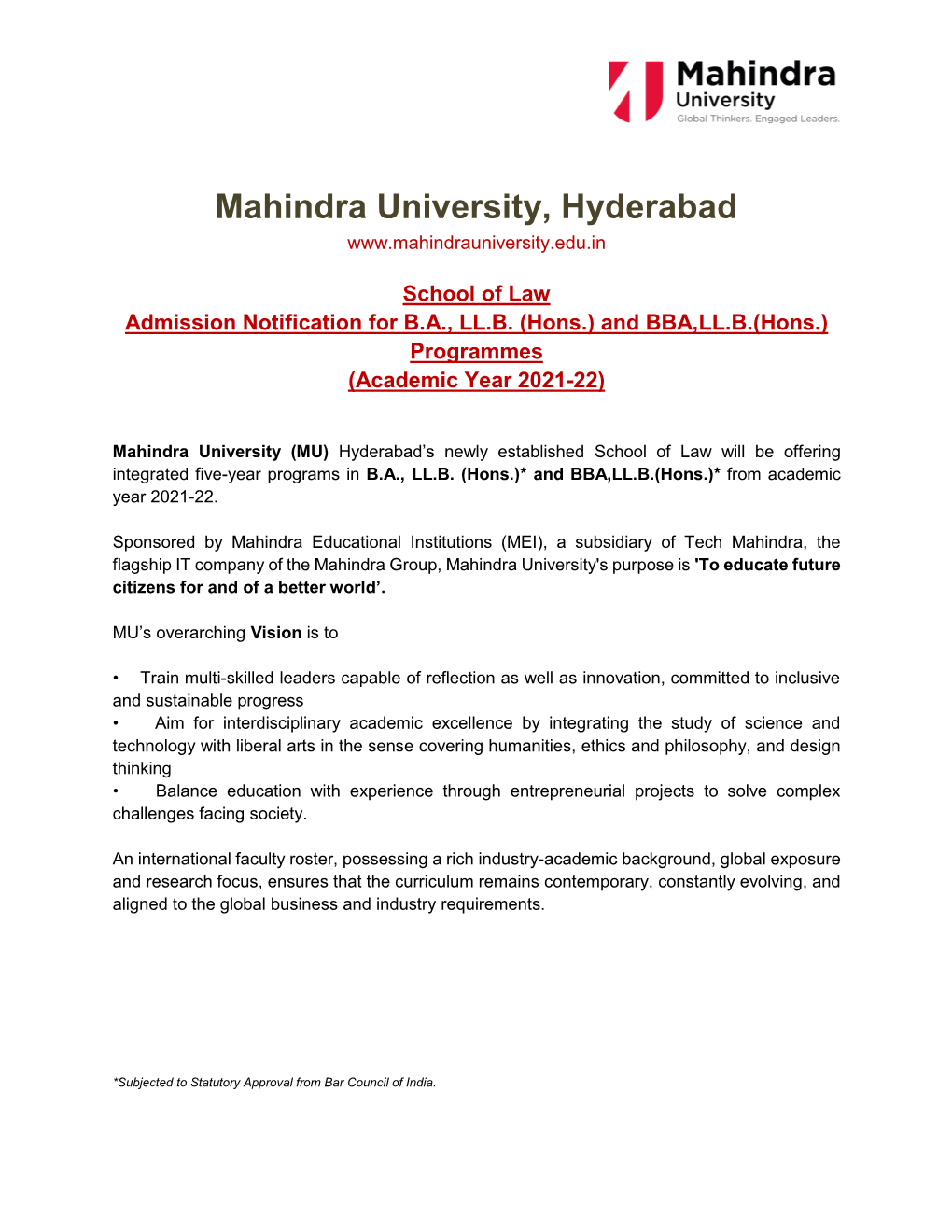 Mahindra University, Hyderabad