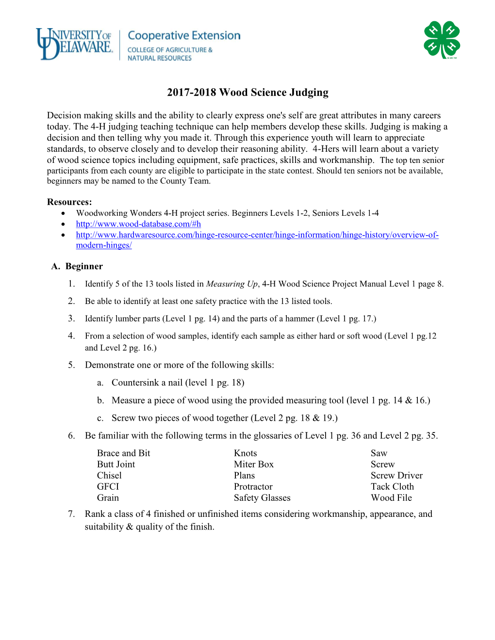 2017-2018 Wood Science Judging