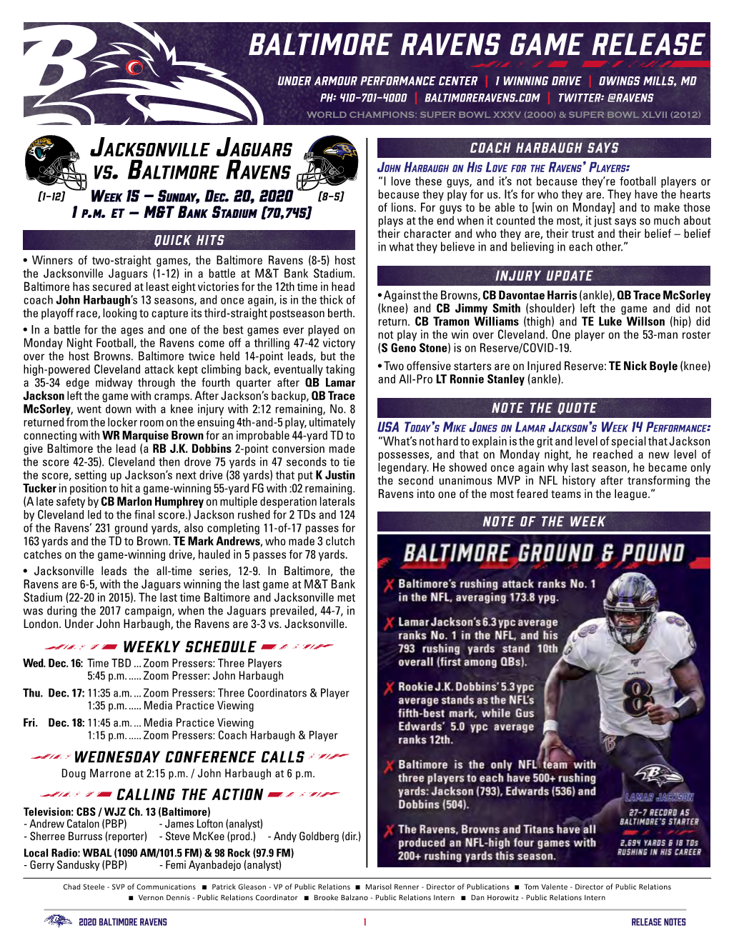 Baltimore Ravens Game Release