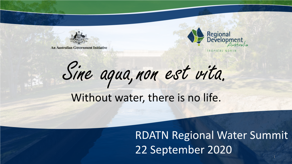 RDATN Regional Water Summit 22 September 2020 Without Water