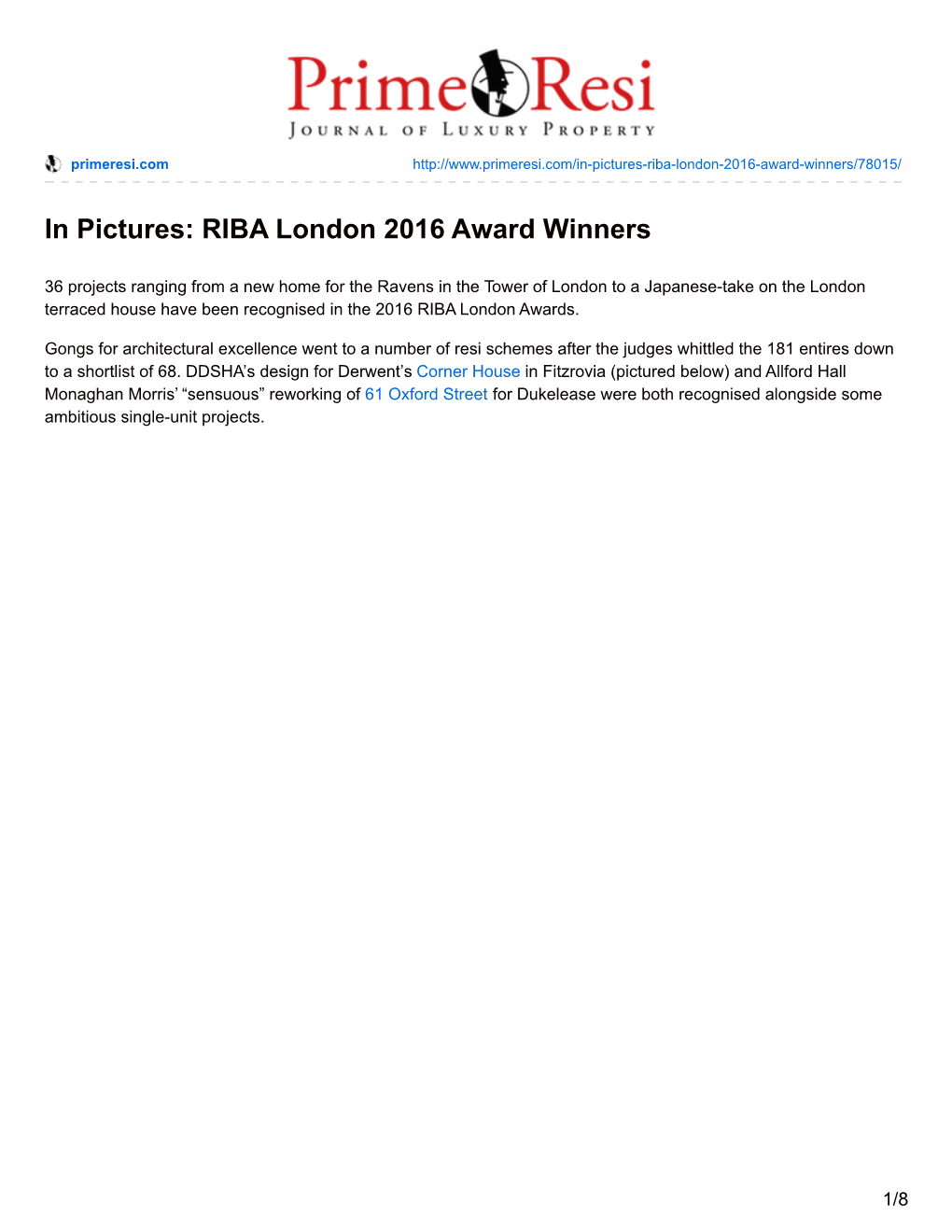 RIBA London 2016 Award Winners