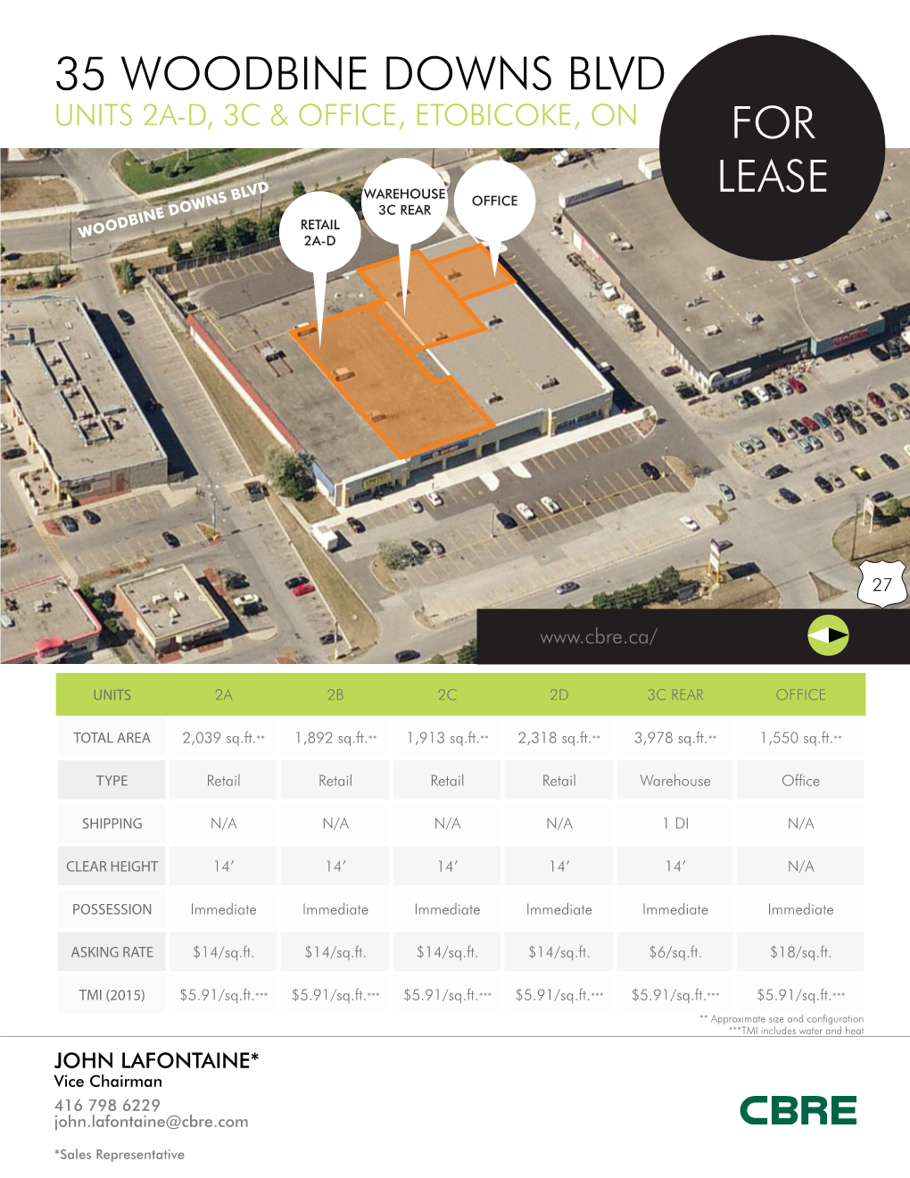 35 Woodbine Downs Blvd Units 2A-D, 3C & Office, Etobicoke, on For