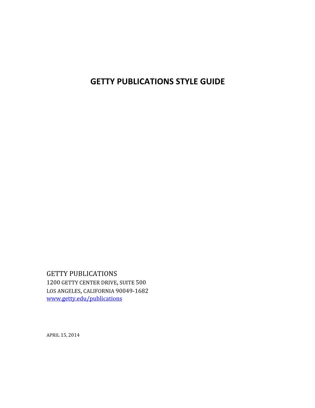 Getty Publications Style Guide