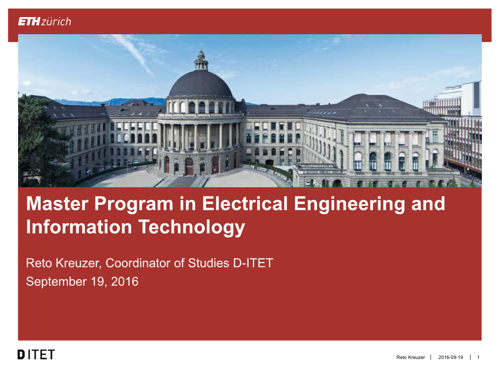 Master Program in Electrical Engineering and Information Technology