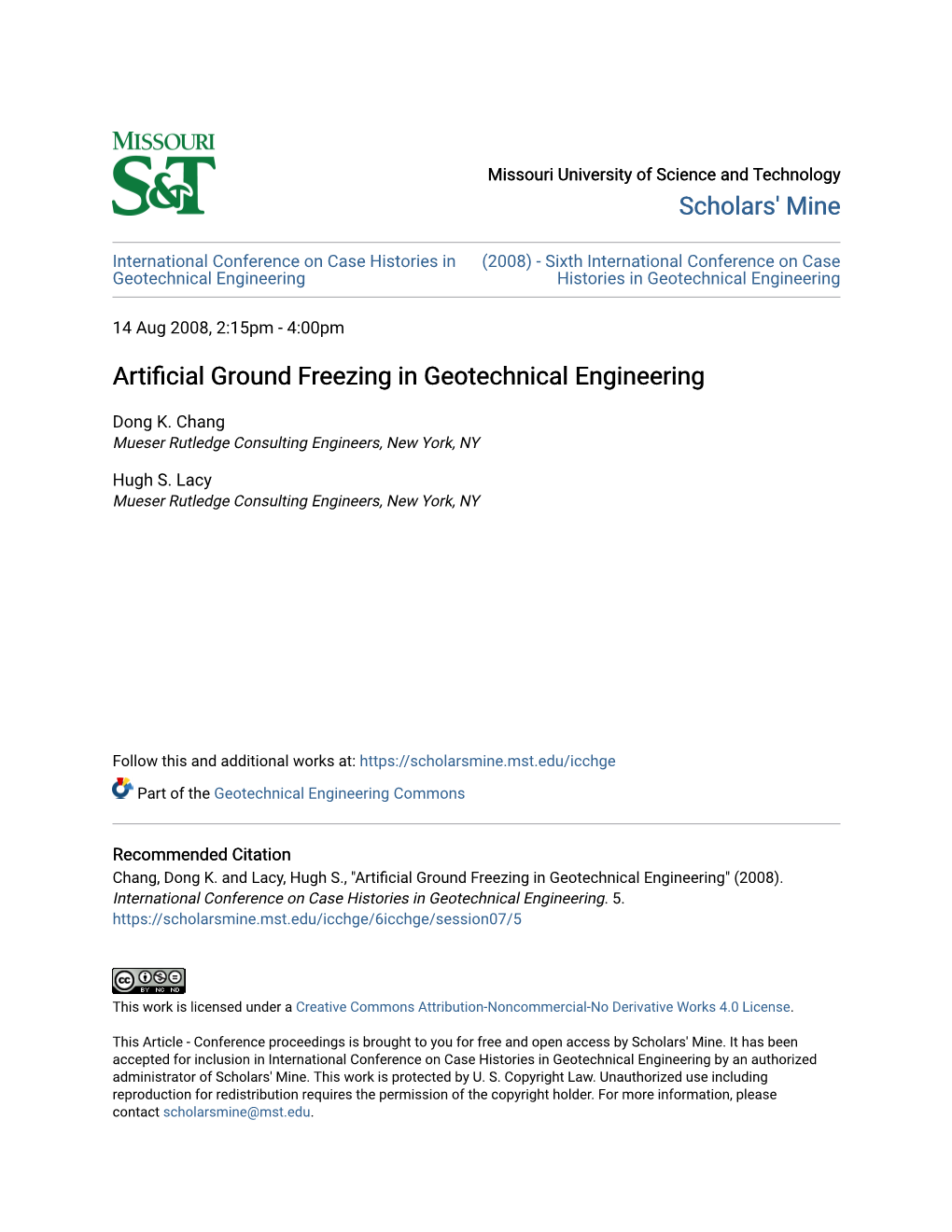 Artificial Ground Freezing in Geotechnical Engineering