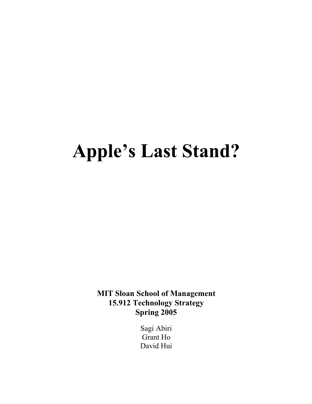 Apple's Last Stand?