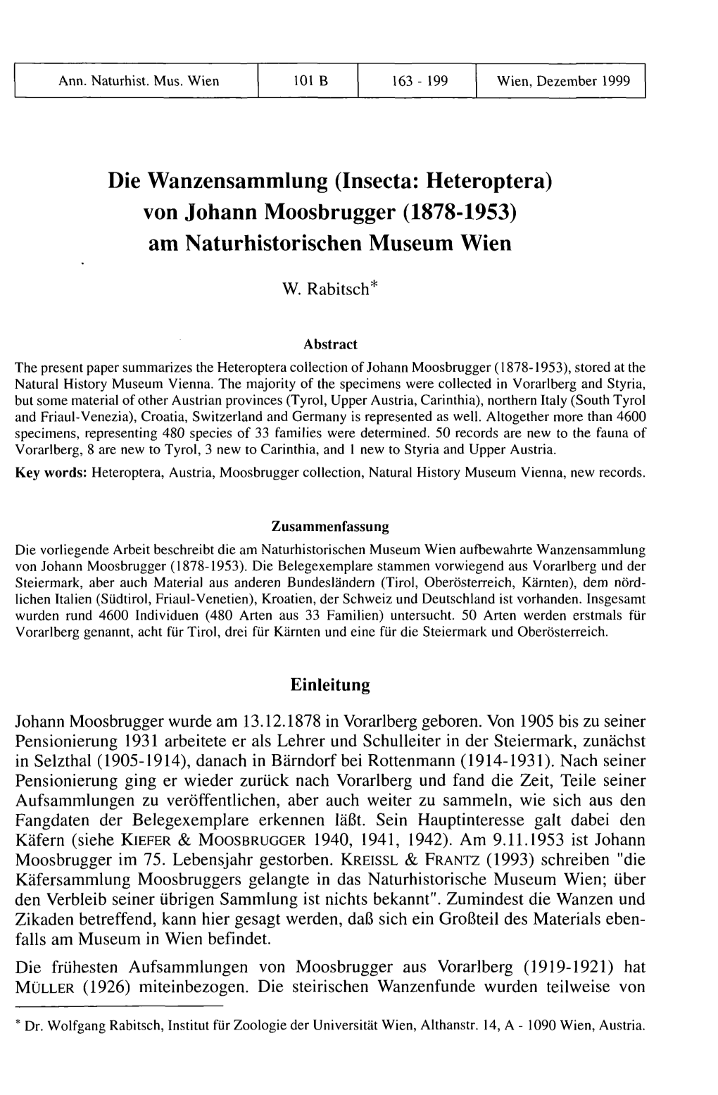 Von Johann Moosbrugger (1878-1953) Am Naturhistorischen Museum Wien