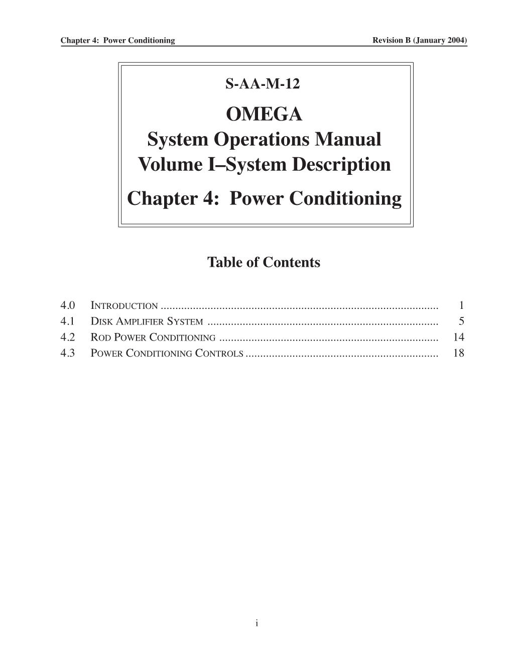 Power Conditioning Revision B (January 2004)