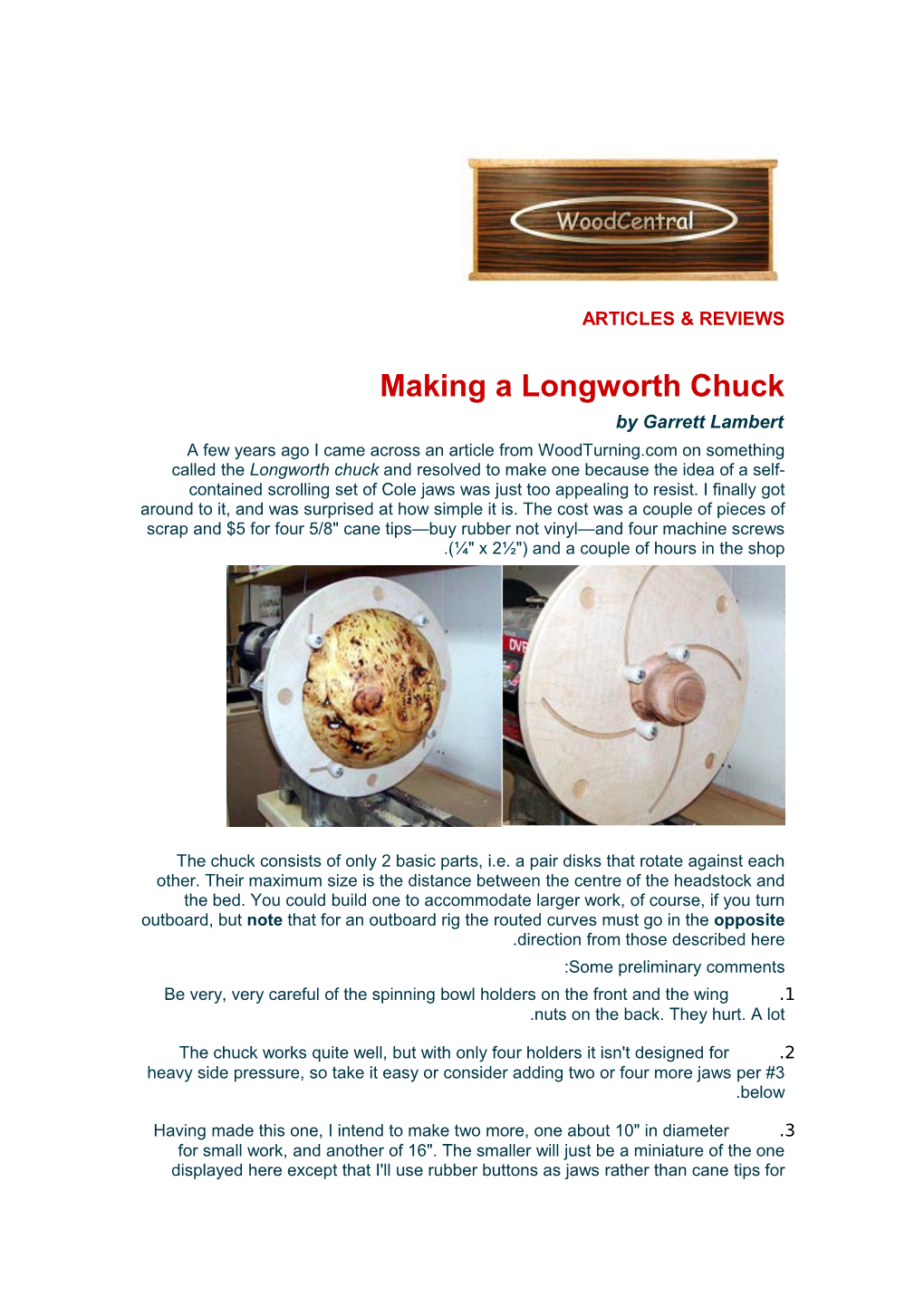 Making a Longworth Chuck