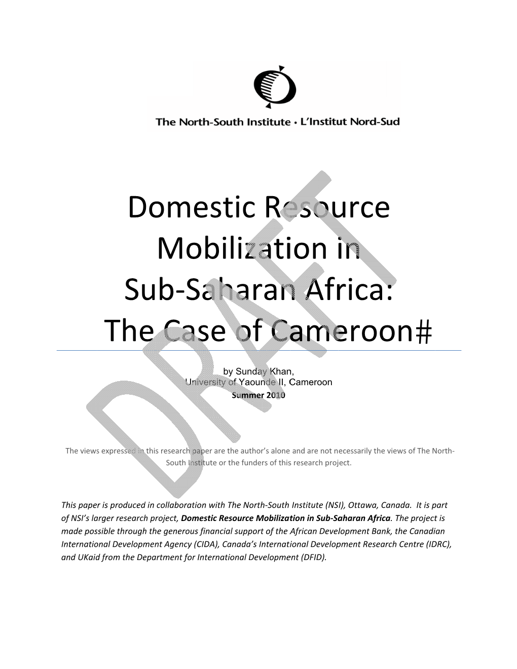 The Case of Cameroon