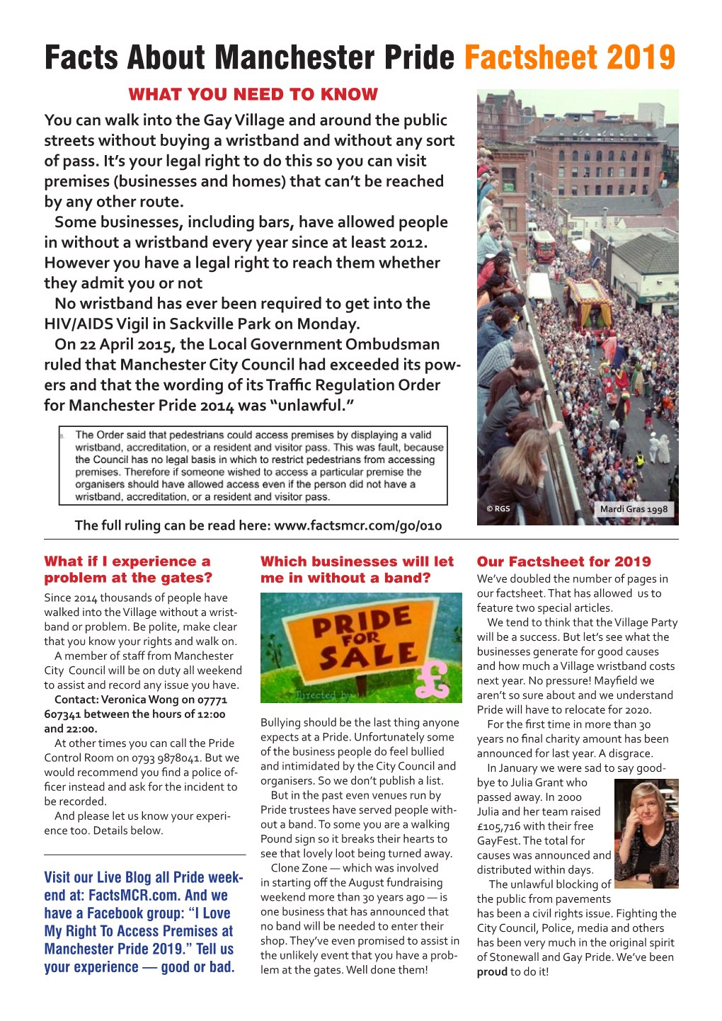 Facts About Manchester Pride Factsheet 2019