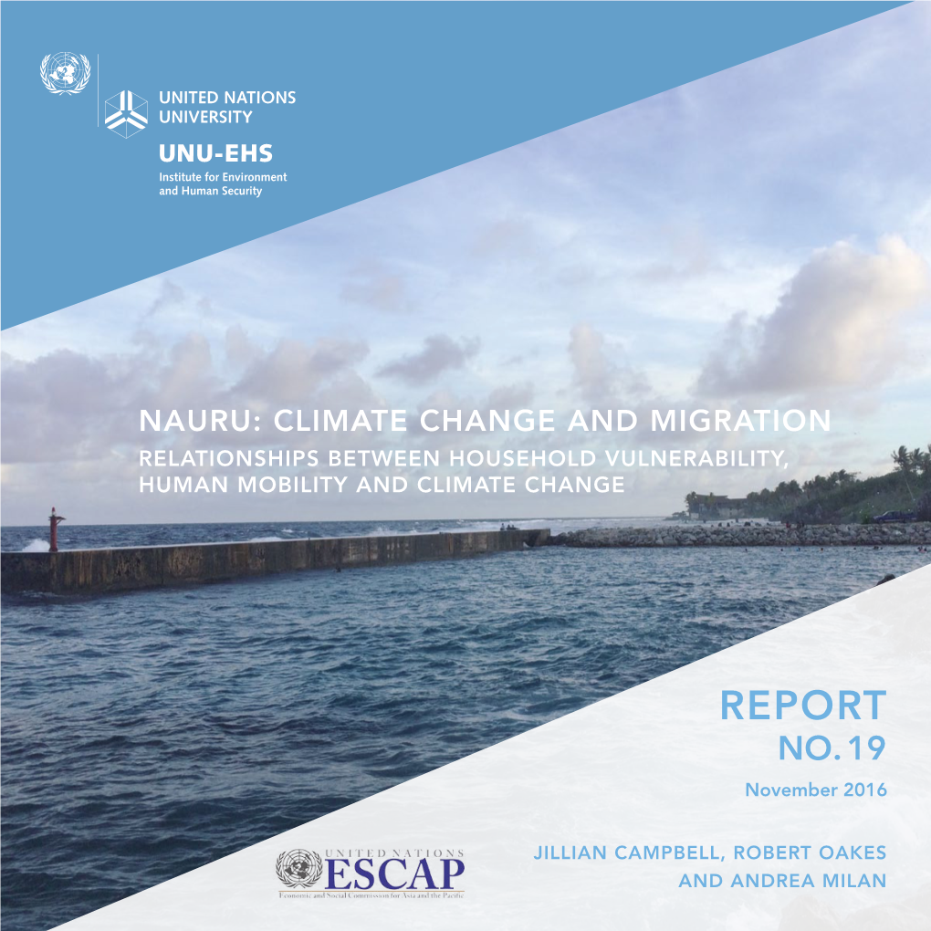 NAURU: CLIMATE CHANGE and MIGRATION, Report Number 19