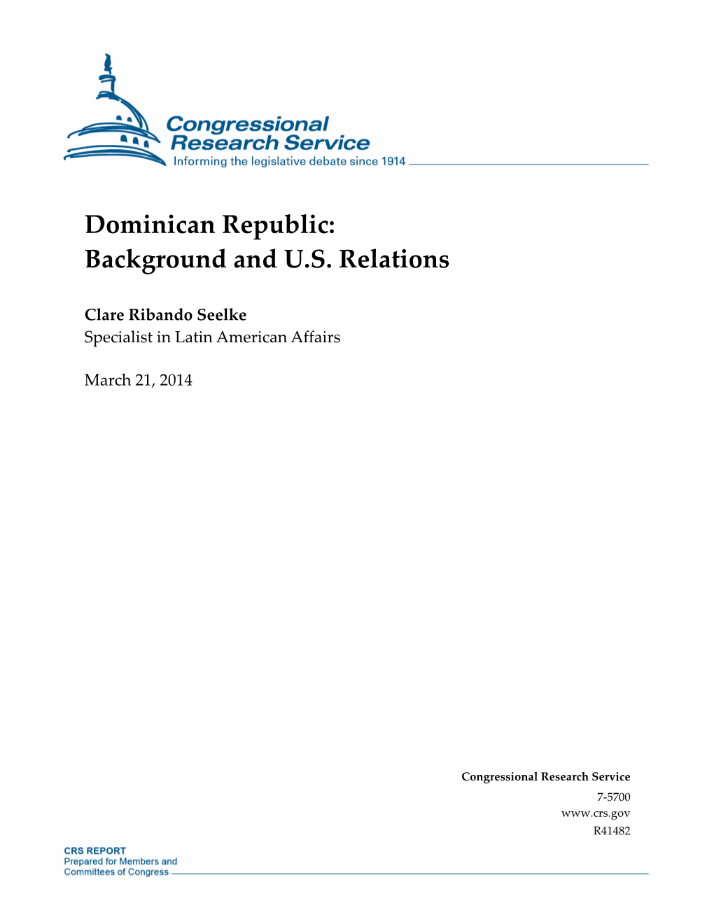 Dominican Republic: Background and U.S