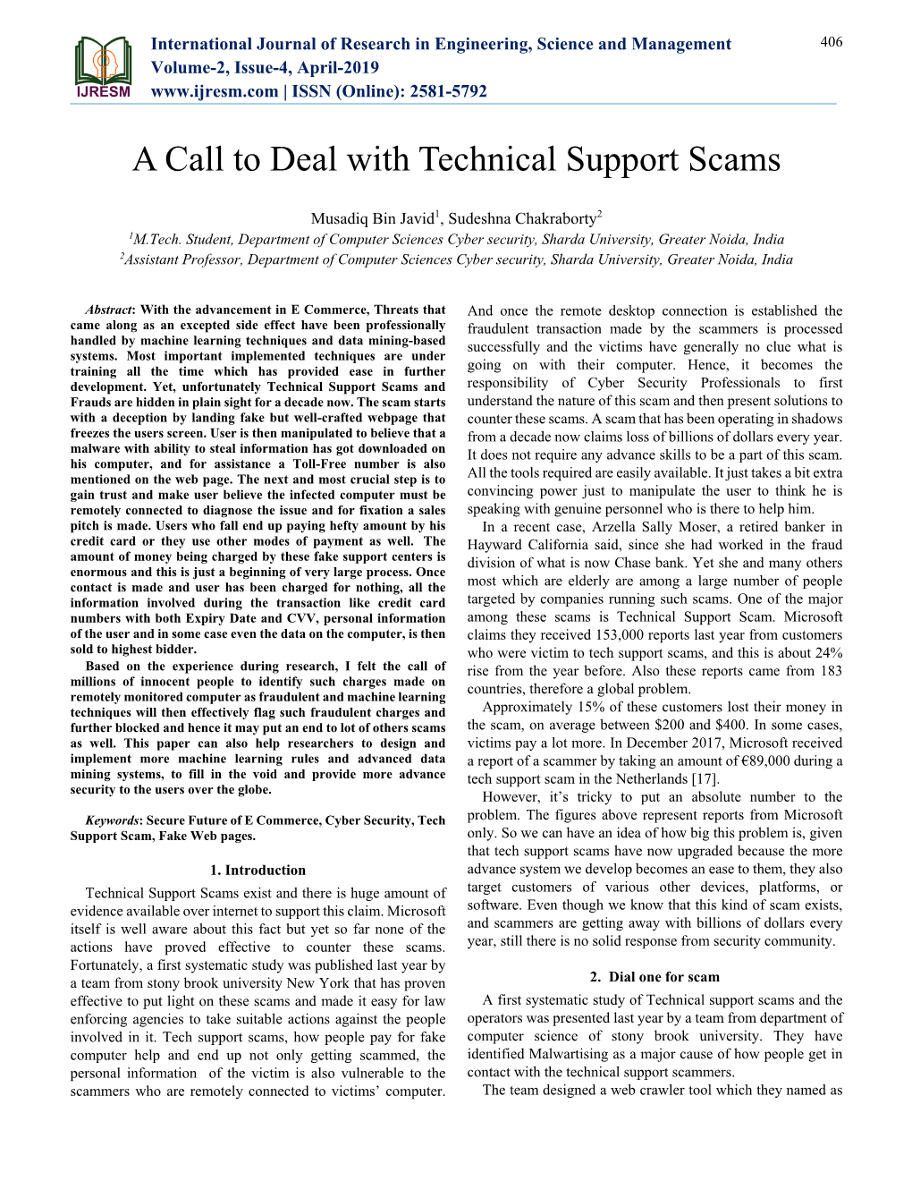 A Call to Deal with Technical Support Scams