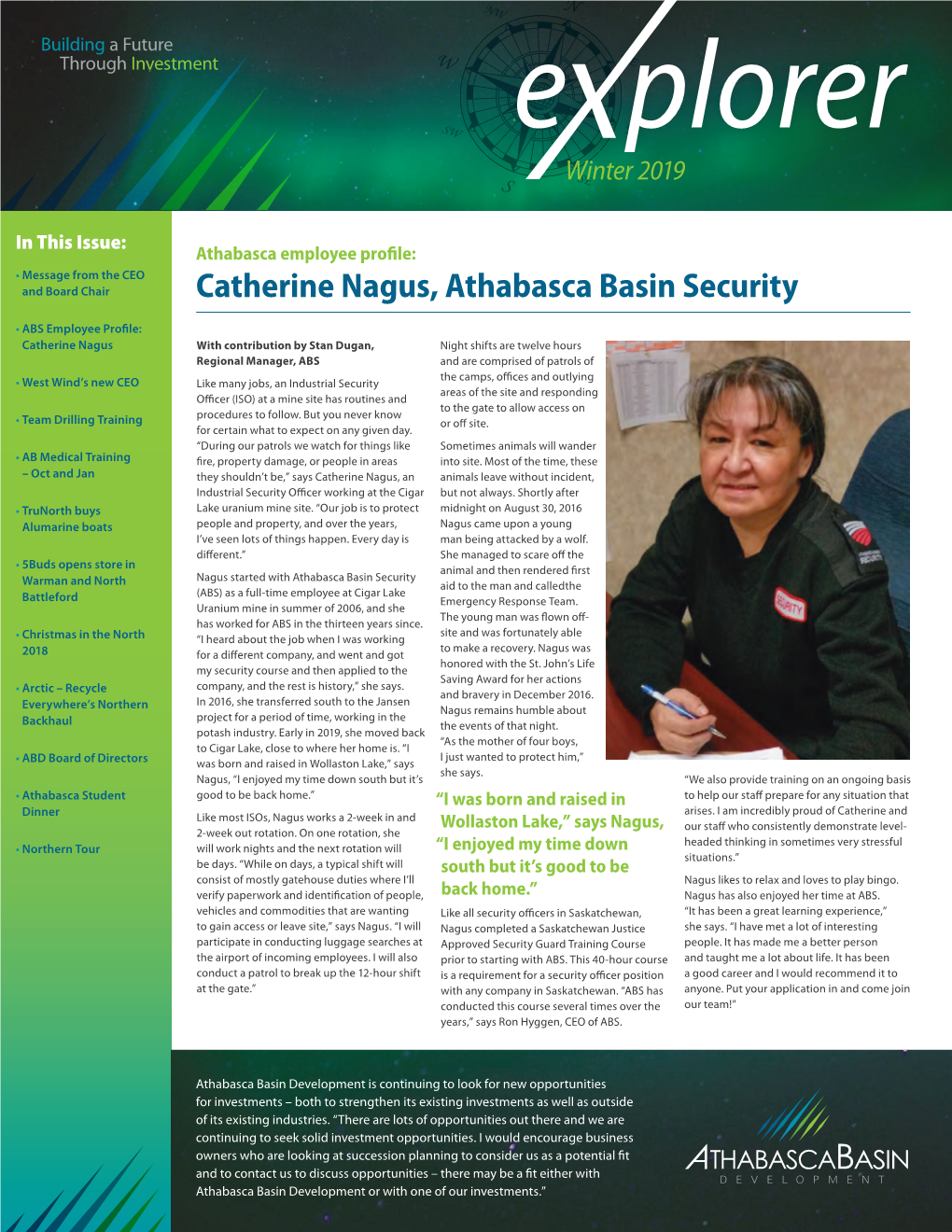 Catherine Nagus, Athabasca Basin Security