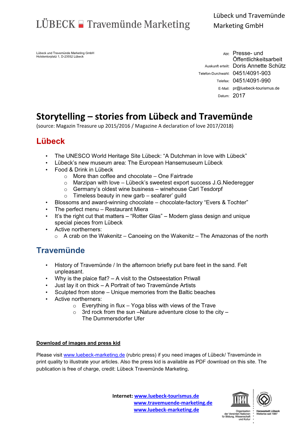 Storytelling – Stories from Lübeck and Travemünde (Source: Magazin Treasure up 2015/2016 / Magazine a Declaration of Love 2017/2018)