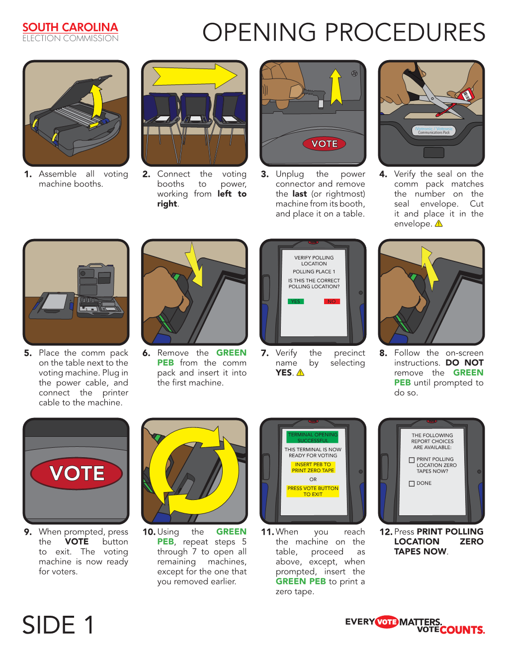 Assemble All Voting Machine Booths. Connect the Voting Booths to Power