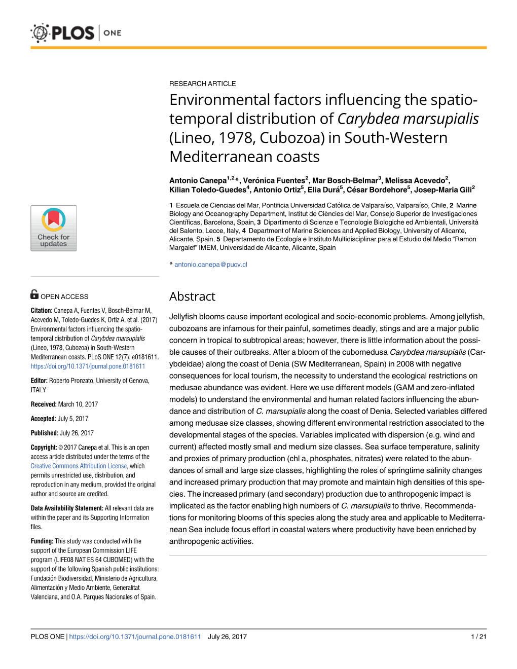 Environmental Factors Influencing the Spatio-Temporal Distribution Of
