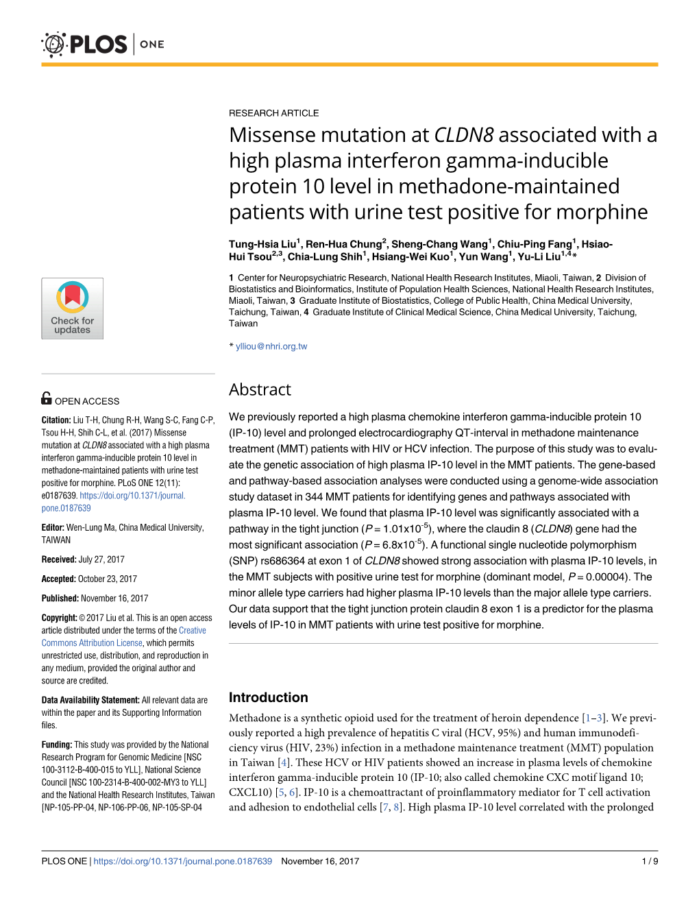 Missense Mutation at CLDN8 Associated with a High Plasma