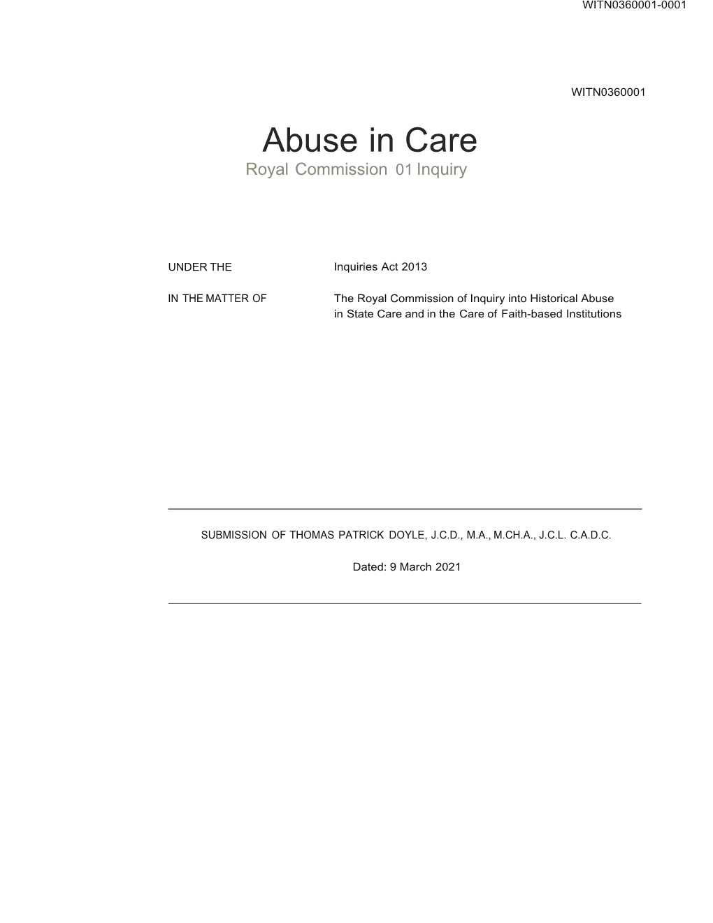 Abuse in Care Royal Commission 01 Inquiry