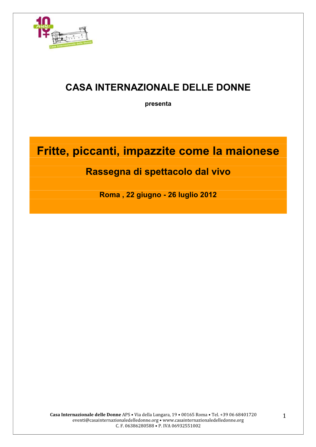 Bando Per Proposte Di Rassegne E Festival