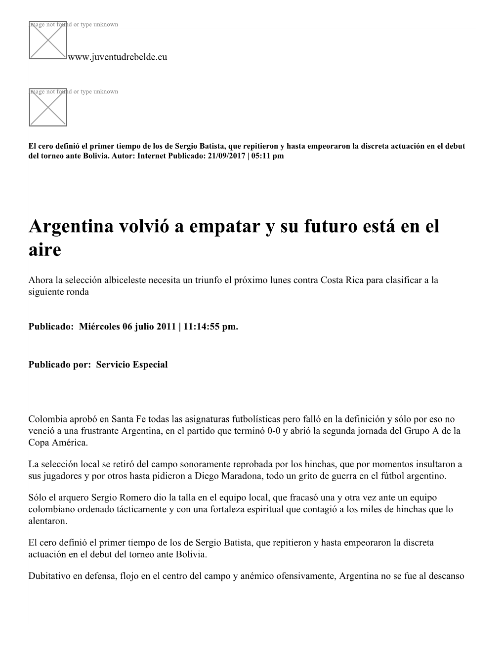 Argentina Volvió a Empatar Y Su Futuro Está En El Aire