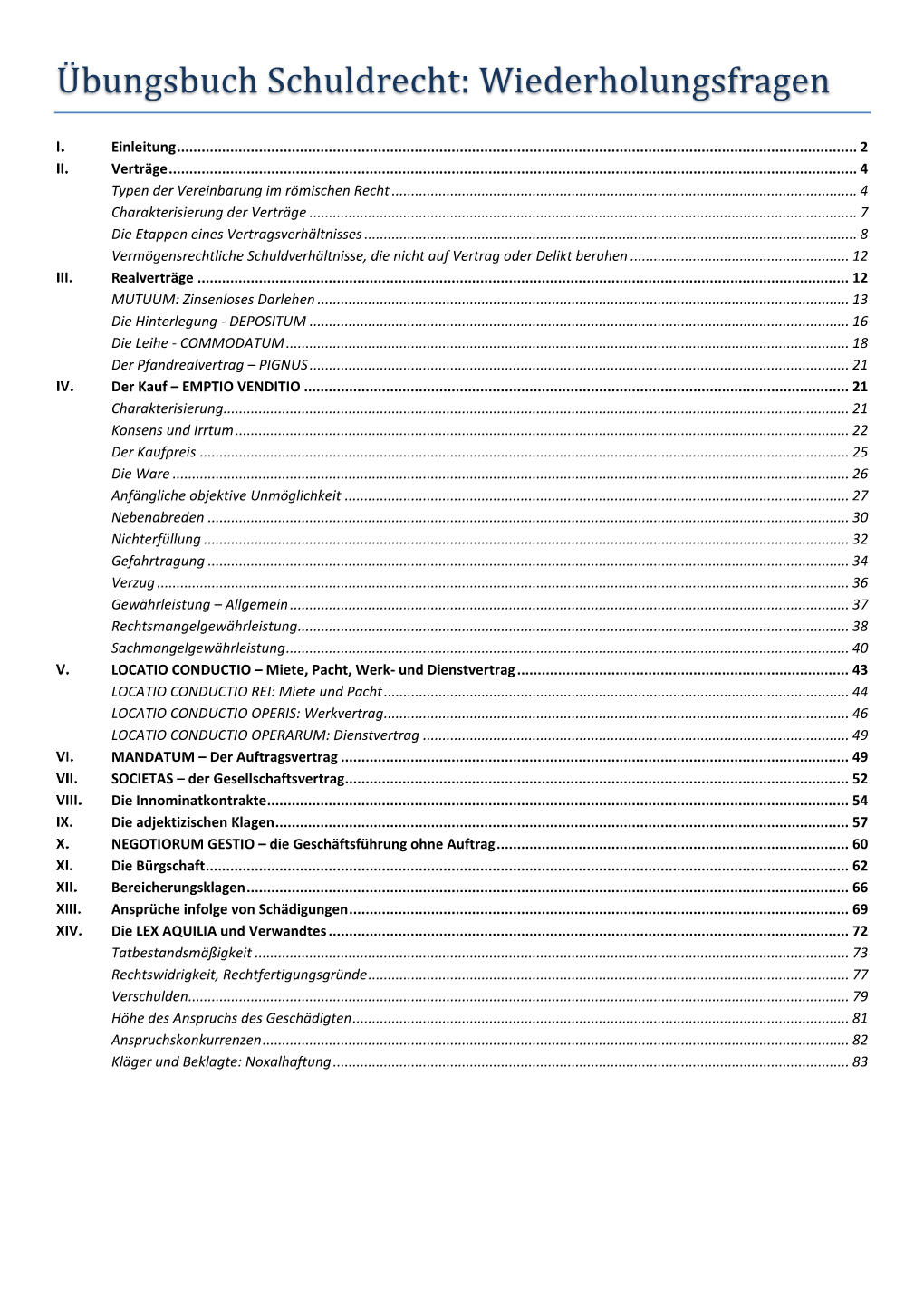 Ü Bungsbuch Schuldrecht: Wiederholungsfragen