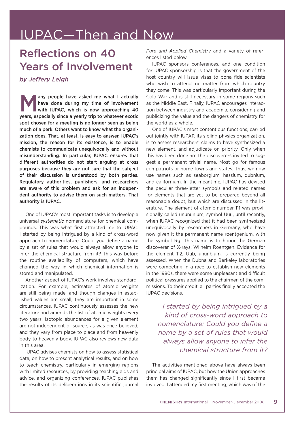 IUPAC—Then and Now