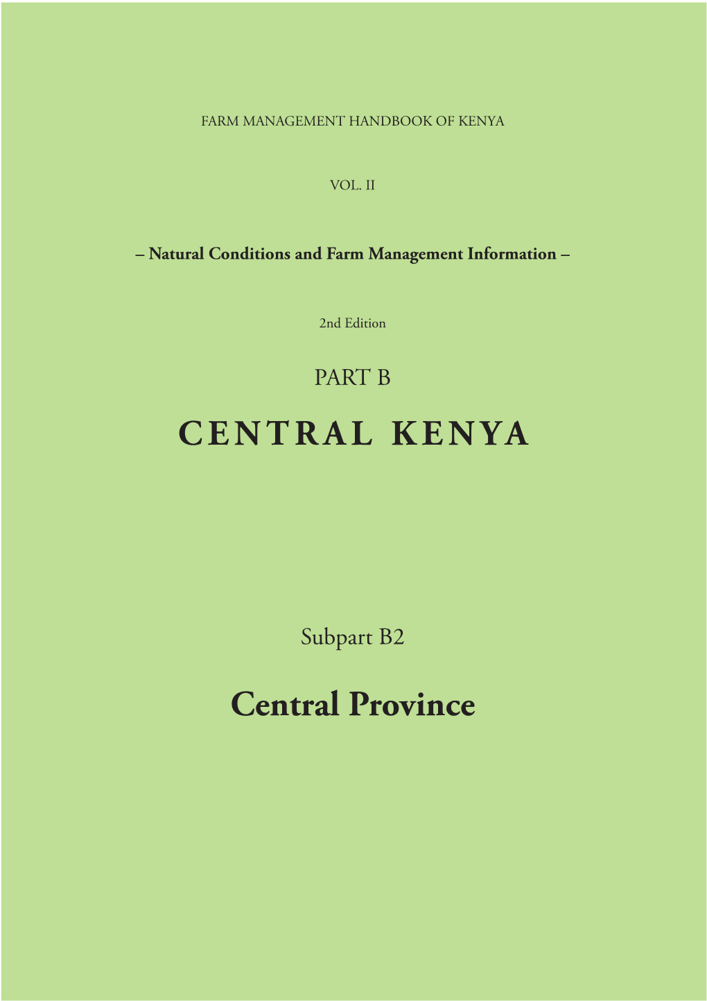 Farm Management Handbook of Kenya