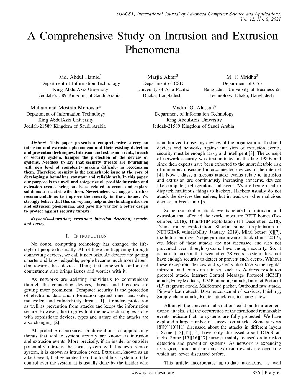 A Comprehensive Study on Intrusion and Extrusion Phenomena