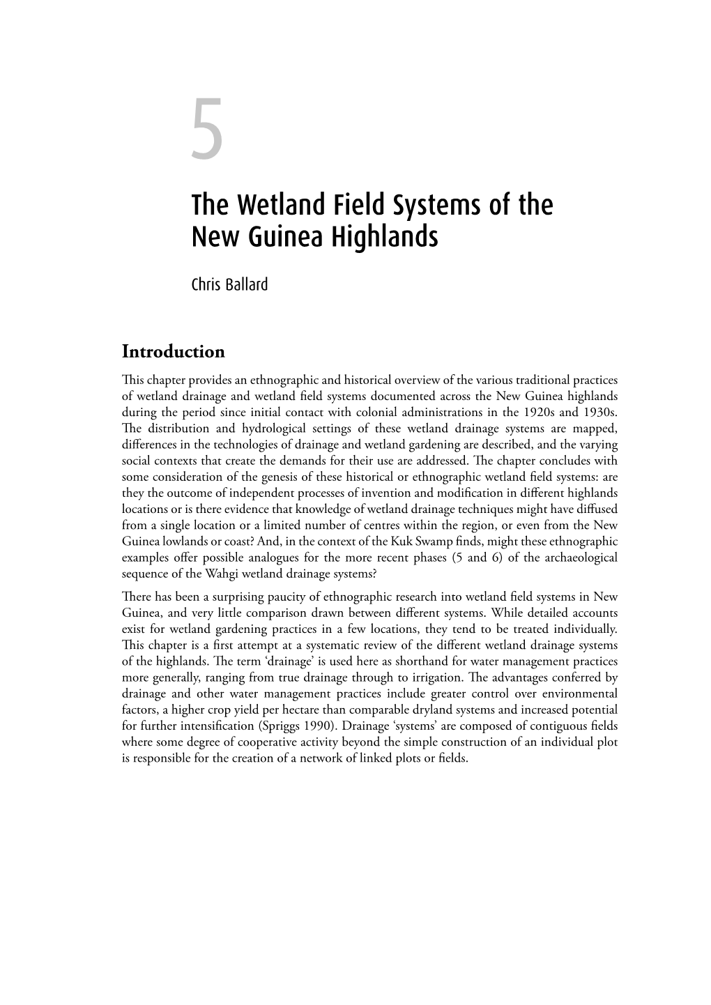 The Wetland Field Systems of the New Guinea Highlands