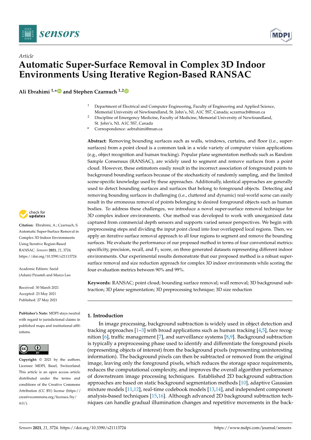 Automatic Super-Surface Removal in Complex 3D Indoor Environments Using Iterative Region-Based RANSAC