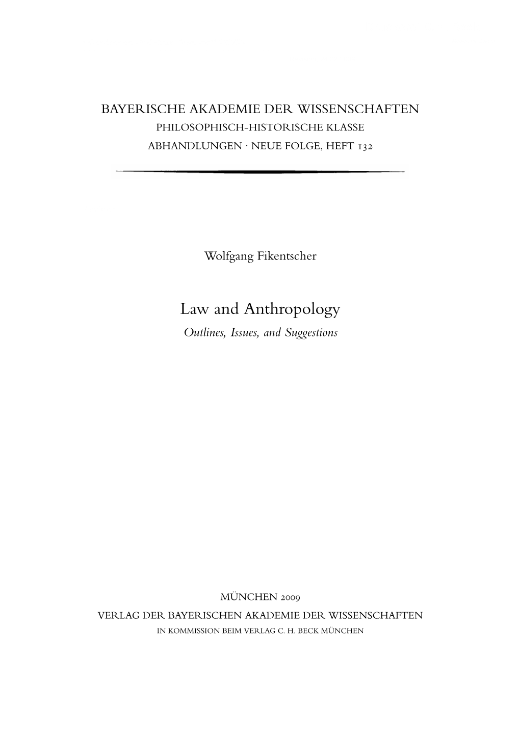 Law and Anthropology Outlines, Issues, and Suggestions