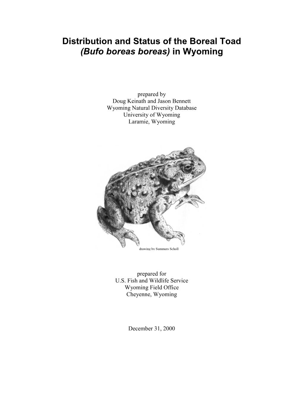 Bufo Boreas Boreas) in Wyoming