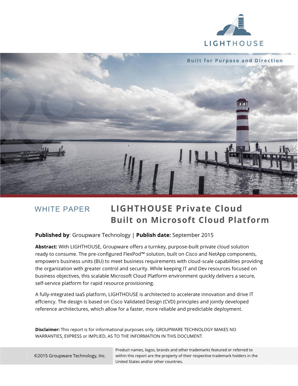 LIGHTHOUSE Private Cloud Built on Microsoft Cloud Platform