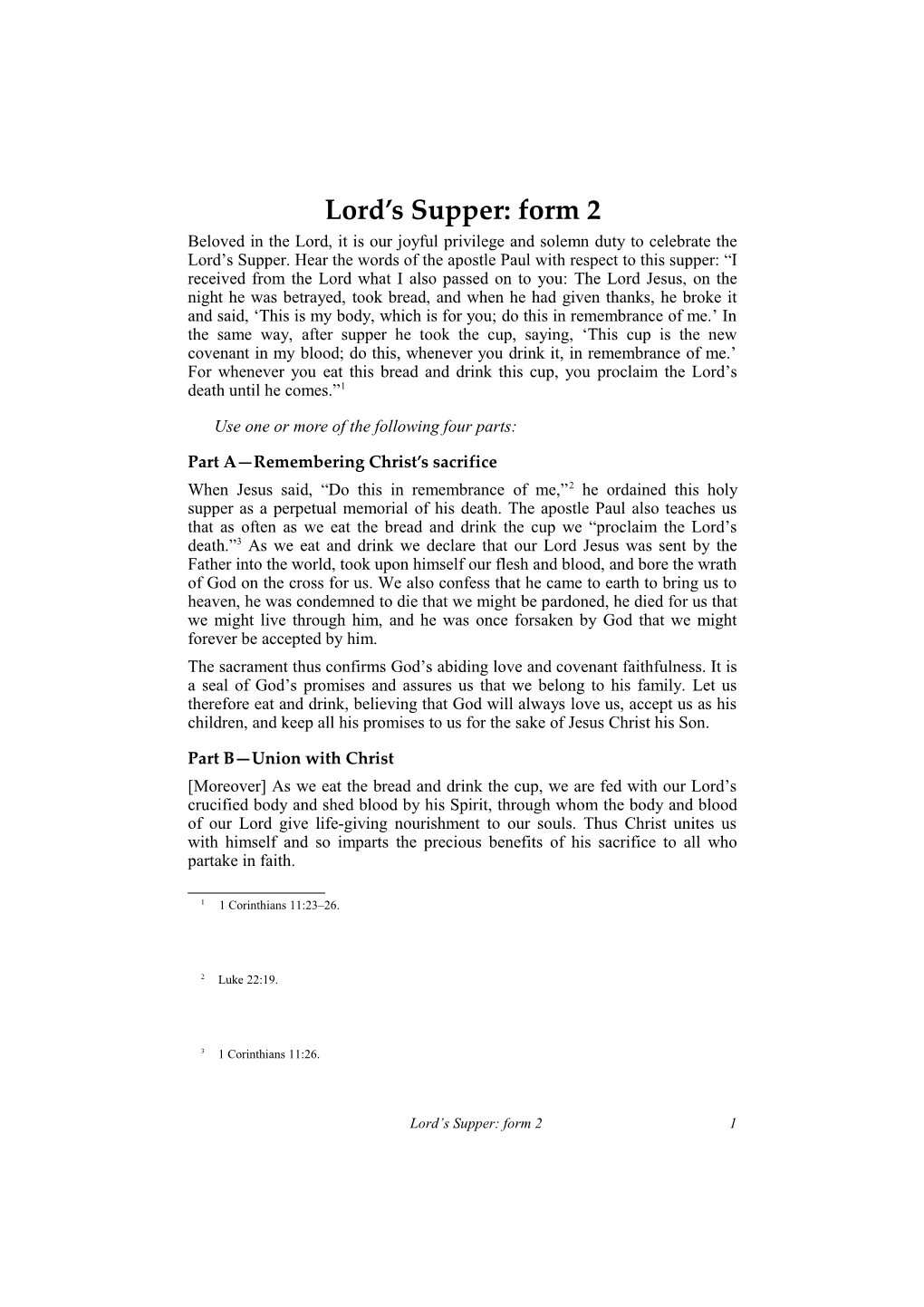 Lord S Supper: Form 2