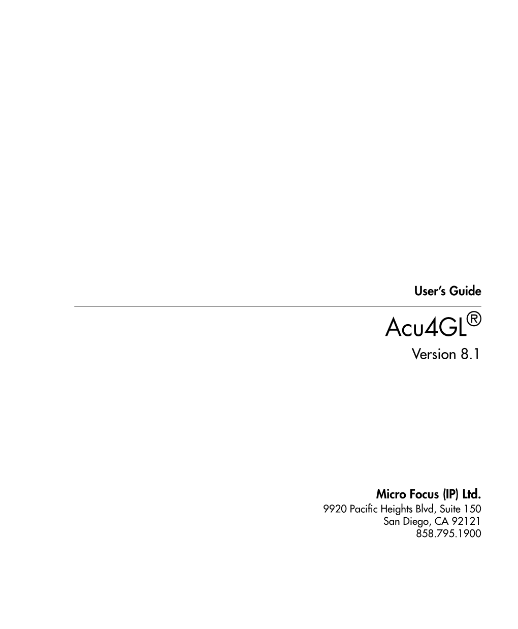 Acu4gl User's Guide V8.1
