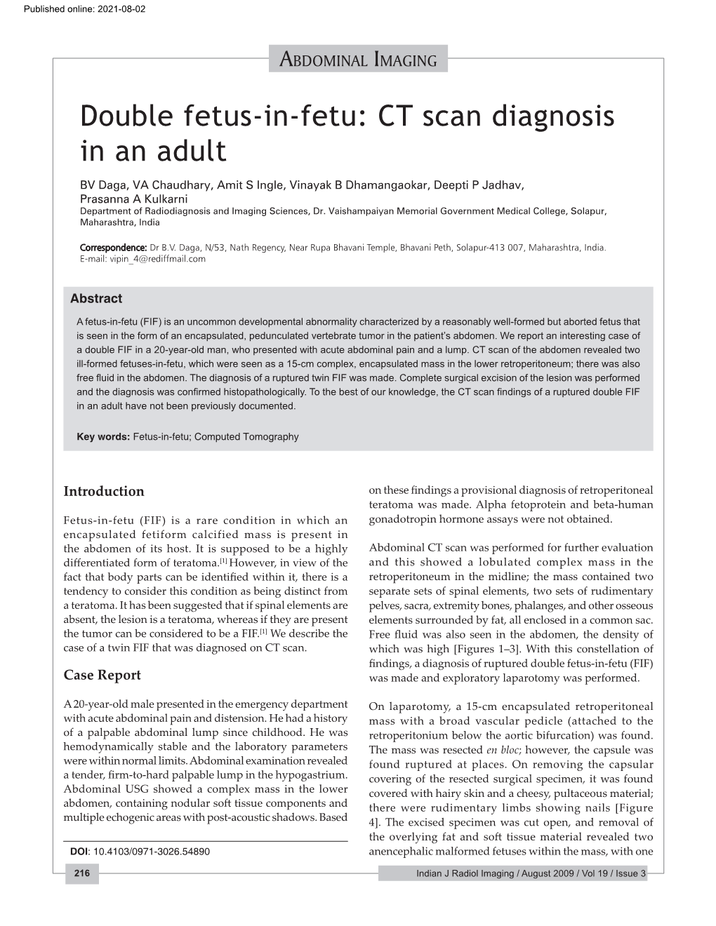 Double Fetus-In-Fetu: CT Scan Diagnosis in an Adult