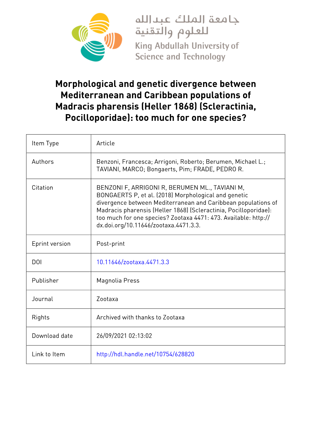 Morphological and Genetic Divergence Between Mediterranean And