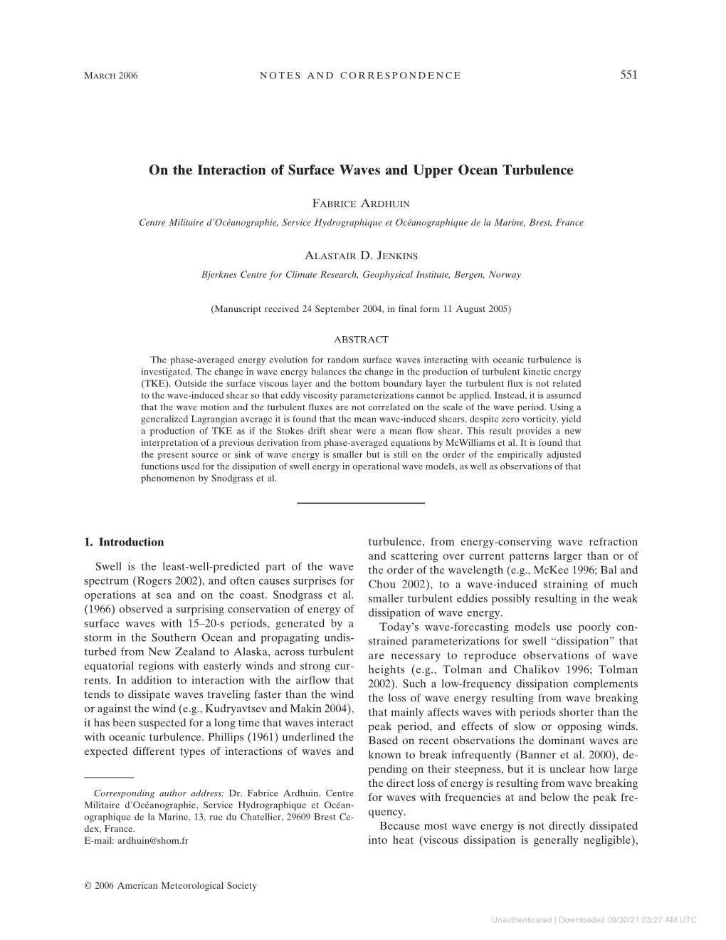 On the Interaction of Surface Waves and Upper Ocean Turbulence