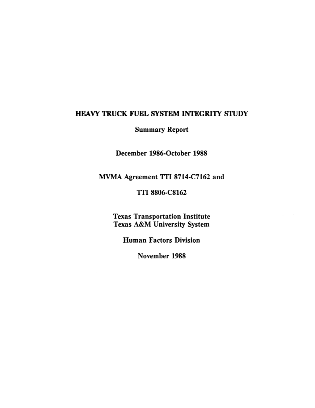 Heavy Truck Fuel System Integri1y Study