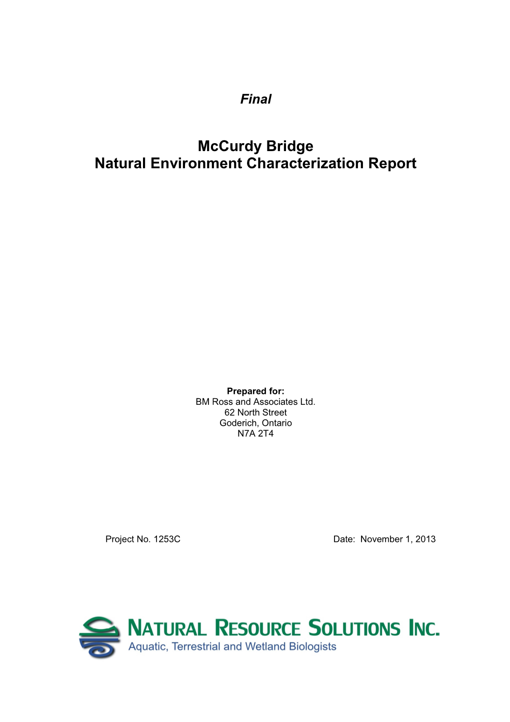 1253C Mccurdy Bridge Exisiting Conditions Report